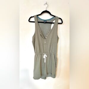 FarWest Henley Romper Made In Canada | Green Sleeveless Short Romper Size L